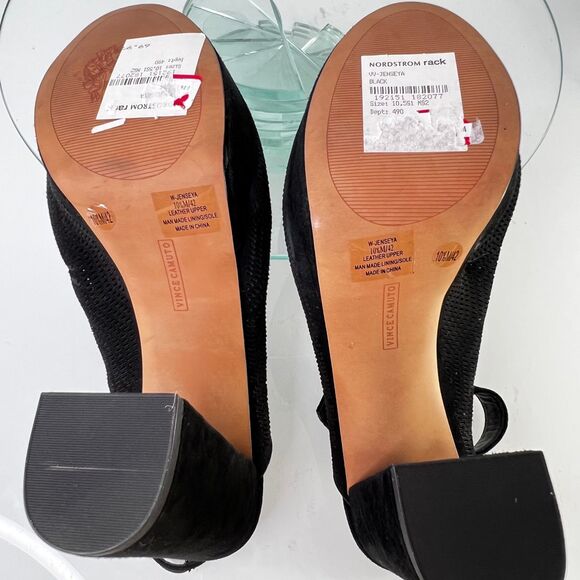 Vince Camuto Jenseya Platform Sandals Black Suede Leather perforated - Picture 9 of 10